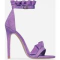 Florence Frill Detail Heel In Lilac Faux Suede, Purple