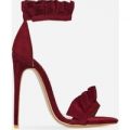 Florence Frill Detail Heel In Maroon Faux Suede, Red