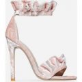 Florence Frill Detail Heel In Pink Velvet, Pink