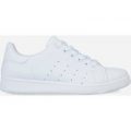 Fray Lace Up Trainers In White Faux Leather, White