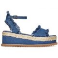 Estelle Espadrille Flatform In Mid Blue Denim, Blue