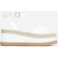 Lucie Espadrille Flatform In White Faux Leather, White