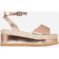 Lucie Espadrille Flatform In Rose Gold Faux Leather, Rose Gold