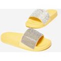 Vibe Diamante Slider In Yellow Rubber, Yellow