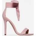 Future Tie Up Heel In Blush Faux Suede, Pink