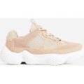 Reeva Chunky Sole Trainer In Nude Faux Suede, Nude