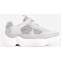 Reeva Chunky Sole Trainer In Grey Faux Suede, Grey