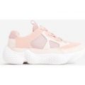 Reeva Chunky Sole Trainer In Pink Faux Suede, Pink