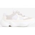 Reeva Chunky Sole Trainer In White Faux Suede, White