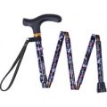 Folding Cane with Carry Bag – Navy Sprigged Floral