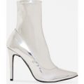 Hadley Pointed Toe Ankle Boot In Metallic Silver Faux Leather, Silver