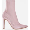 Hadley Pointed Toe Ankle Boot In Metallic Pink Faux Leather, Pink
