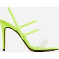 Sachi Perspex Detail Heel In Neon Green Lycra, Green