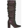 Vincy Slouched Long Boot In Multi Colour Diamante, Black