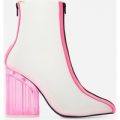Ice Frosted Perspex Ankle Boot In Neon Pink Patent, Pink