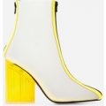 Ice Frosted Perspex Ankle Boot In Neon Yellow Patent, Yellow