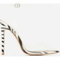 Icon Perspex Barely There Heel In Zebra Print Patent, Black