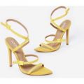 Hana Strappy Heel In Yellow Faux Suede, Yellow