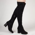 Talia Over The Knee Long Boot In Black Shimmer Knit, Black