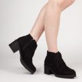Gia Ankle Boot In Black Faux Suede, Black