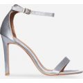 Isabel Barely There Heel In Grey Satin, Grey