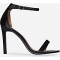 Isabel Barely There Heel In Black Satin, Black