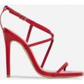 Isabelle Strappy Heel In Red Faux Leather, Red