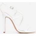 Isabelle Strappy Heel In White Faux Leather, White