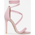 Island Asymmetric Lace Up Heel In Pink Faux Suede, Pink