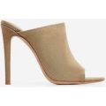 Jade Peep Toe Mule In Khaki Canvas, Green