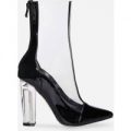 Jarah Black Patent And Clear Perspex Ankle Boot, Black