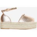 Jelena Studded Detail Flatform Espadrille Sandal In Rose Gold Faux Leather, Rose Gold