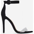 Jena Perspex Barley There Heel In Black Faux Suede, Black