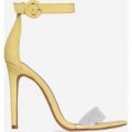 Jena Perspex Barley There Heel In Yellow Faux Suede, Yellow