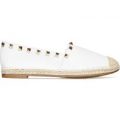 Victory Studded Espadrille In White Faux Leather, White