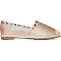 Victory Studded Espadrille In Rose Gold Faux Leather, Gold