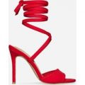 Jolie Lace Up Heel In Red Lycra, Red