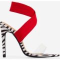 Joma Perspex Detail Heel In Zebra Print Faux Suede, Black