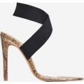 Joma Perspex Detail Heel In Nude Snake Print Faux Leather, Nude
