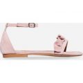 Jonas Frill Detail Sandal In Blush Faux Suede, Pink