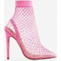 Juan Fishnet Perspex Heel In Pink Patent, Pink