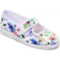 Cosyfeet Margaret Extra Roomy Women’s Fabric Shoes – Blue Embroidered 3
