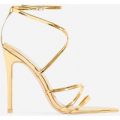 Kaia Pointed Barely There Heel In Gold Patent, Gold
