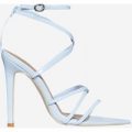 Kaia Pointed Barely There Heel In Blue Patent, Blue