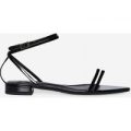 Karla Pointed Toe Sandal In Black Patent, Black