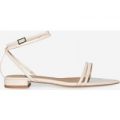 Karla Pointed Toe Sandal In Nude Patent, Nude