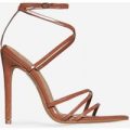 Kaia Pointed Barely There Heel In Mocha Patent, Brown
