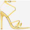 Kaia Pointed Barely There Heel In Yellow Patent, Yellow