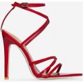 Kaia Pointed Barely There Heel In Red Patent, Red
