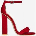 Kaylee Barely There Block Heel In Red Faux Suede, Red
